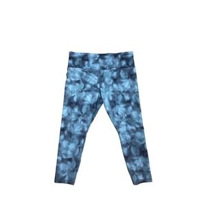 Athleta XL High Rise Elation Crop Leggings Blue Floral Athletic Yoga Pants